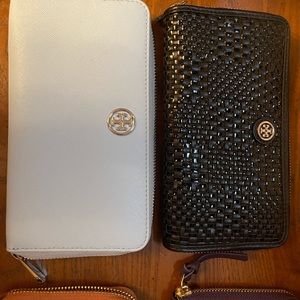 Tory birch wallets baby blue and black small ones silver and black
